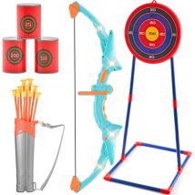 Mophorn - Ensemble d'arc et de flèches pour enfants, éclairage led avec 10 flèches, cibles, carquois