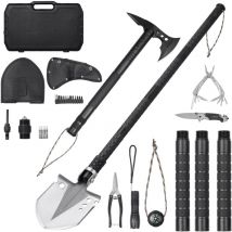 Mophorn - Ensemble de pelle et hache de survie - 28 en 1 - Essentiel de camping pour les aventures en plein air