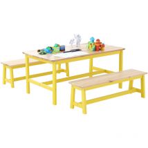 Mophorn - Ensemble table et banc pour enfants – Ensemble table et chaises d'activités en bois 3 pièces pour l'art, l'artisanat, la lecture et