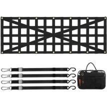 Mophorn Filet de hayon, 54" x 18", filet de chargement robuste pour plate-forme de camion, sangles télescopiques réglables, conception renforcée en