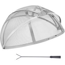 Firepit Spark Screen Lid, 30' Diameter, Outdoor Firepit Ring Cover Round Accessories, Fire Pit Metal Cover, Easy-Opening Stainless Steel Fire Ring