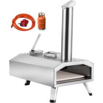 Four à pizza double combustible, unité portable de 30,5 cm, alimenté aux granulés et au gaz avec pied pliable, pierre à pizza épaisse en cordiérite