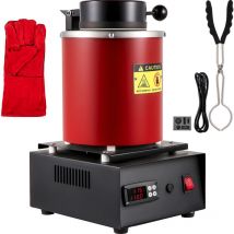 Mophorn - Four de fusion électrique 3KG, numérique 1750W, 1150°C/2102°F Fonderie d'or avec creuset en graphite et matrice de lingot, pour or, argent,