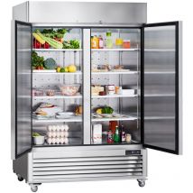 Mophorn - Gewerbekühlschrank von, 38,83 Kubikfuß, Kühlschrank mit 2 Türen. Edelstahl, automatische Abtaufunktion, 6 Ablagen. Temperaturregelung von