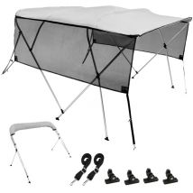 Mophorn - Housse de protection supérieure pour bateau bimini à 4 arceaux, 8'x54'x91-96', gris clair, parois en maille amovibles, auvent en polyester