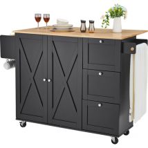 Mophorn - lot de cuisine 56 » avec plateau en bois, meuble de rangement mobile, table roulante avec abattant, porte-épices, porte-serviettes, étagère