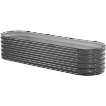 Mophorn - Jardinière surélevée en métal, 6,56 x 1,96 x 1,4 pi, jardinière d'extérieur galvanisée avec base ouverte, grand design ovale pour le