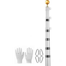 Mophorn Kit de mât de drapeau télescopique de 30 pieds, kit de mât de drapeau robuste en alliage d'aluminium pour sol extérieur, 3 modes avec