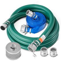 Mophorn - Kit de tuyau d'aspiration pour pompe à eau, 2 po x 65 pi, avec tuyau de lavage à contre-courant bleu, tuyau d'aspiration vert, crépine,