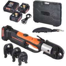 Mophorn - Presswerkzeug und Akku-Set, Pro Presswerkzeug, Elektrisches Rohrcrimpwerkzeug mit M15-, M22-, M28-Backen, 2 Stück 20-V-4,0-Ah-Akku,