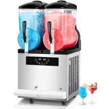 Mophorn - Machine à granité commerciale 12Lx2, machine à boissons glacées à double réservoir, machine à granité à smoothie Margarita 96 tasses, acier