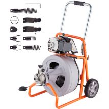 Mophorn - Machine de nettoyage de canalisations 30,5 m x 1,27 cm, alimentation automatique, tarière de vidange serpent sur roues, appareil de