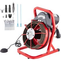 Mophorn - Machine de nettoyage de canalisations 50 pieds x 1/2 pouces - 250 w, 4 couteaux, débouche efficacement les tuyaux de 2 à 4 pouces