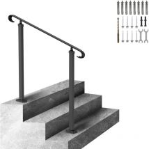 Main courante en fer forge pour 1 a 2 marches, rampe deescalier ajustable pour lexterieur, rampe transitionnelle noire pour escaliers en beton ou en