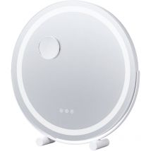 Mophorn - Miroir de courtoisie 20' avec lumières - Rond, 3 modes de couleur, grossissement 5X, blanc