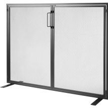 Pare-feu 1 panneau avec porte, pare-étincelles en maille de fer robuste, 990 x 780 mm, clôture coupe-feu autoportante pour salon, décoration
