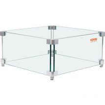 Mophorn - vevor Pare-vent pour Foyer a Gaz,380x380x180mm Pare-vent en Verre Trempe pour Brasero Ecran de Protection Carre Pare-flamme Robuste