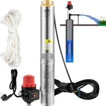 Pompe Immergee pour Puits 105 L/min 62 m Pompe a Eau pour Puits Profond en Acier Inox, Pompe a Eau Electrique 750 w, Pompe de Puits Submersible