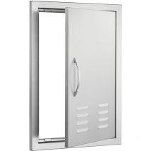 Mophorn Porta di accesso al barbecue, 610x431mm Porta singola per cucina esterna. Acciaio inox a filo. Parete verticale con maniglia, prese d'aria e