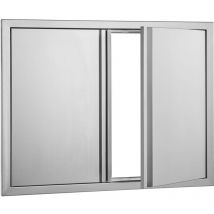 Mophorn Porte d'accès pour barbecue, porte de cuisine extérieure double 787x609 mm, en acier inoxydable, porte murale verticale avec poignées