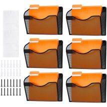 Porte-fichiers mural, porte-fichiers mural en maille six pièces avec 1 poche, dossier de rangement mural pour courrier, magazine, papier, documents,