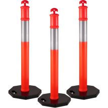 Mophorn - Poteaux de délimitation de la circulation de 44 pouces, cônes de canalisation en pe orange, bande réfléchissante de 10 pouces, portables