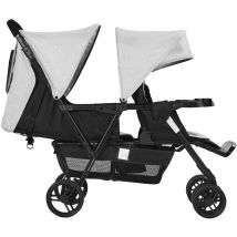 Mophorn - Poussette double, gris clair et noir. Poussette double pliable et légère avec fonctions réglables, harnais de sécurité, rangement et