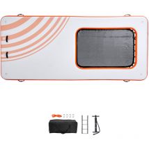 Quai flottant gonflable 15x6,5 pieds, plate-forme antidérapante avec piscine en maille trampoline 4x6 pieds, sac portable et échelle amovible pour