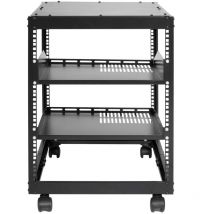 Mophorn Rack de serveur à cadre ouvert 12U, profondeur réglable de 15 à 40 pouces, support mural/autoportant, 4 poteaux avec roulettes, peut contenir