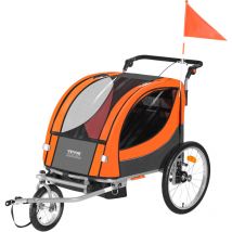 Vevor Remorque de velo pour enfants, siege double, charge 40 kg, porte-auvent 2en1 transformant en poussette, remorque de velo pliable pour