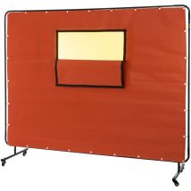 Mophorn - vevor Rideau de soudure, 1,8 x 2,4 m, ecran de soudage avec cadre en metal et 4 roues, fibre de verre ignifuge avec fenetre transparente,