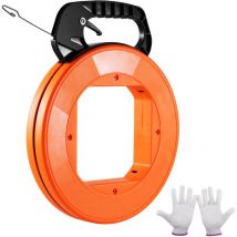 Ruban de tirage 120 ft, tire-fil en acier 1/8 po, outil pour câble flexible, boîtier et poignée optimisés, non conducteur, conduit électrique