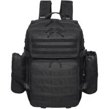 Mophorn - Sac à dos tactique 45L, conception militaire Molle, 3 compartiments, sac d'assaut de l'armée pour la randonnée, la chasse, les voyages, noir