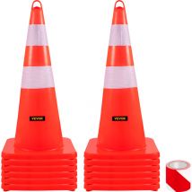 Mophorn Safety Cones, 12 x 28" Traffic Cones, PVC Orange Construction Cones, 2 Reflective Collars Traffic Cones with Weighted Base and Hand-Held