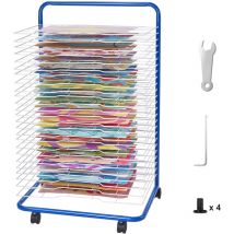Mophorn - Séchoir à œuvres d'art - 25 étagères amovibles, 23,75 x 17,5 x 38 pouces, roues verrouillables, acier au carbone pour œuvres d'art, bleu +