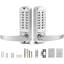 Mophorn - Serrure de porte mécanique sans clé, serrure à clavier double face en acier inoxydable à 14 clés avec poignée, serrure de portail étanche,