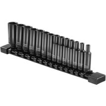 Set di bussole a impatto da 1/4', set di bussole metriche profonde da 14 pezzi da 4-15 mm, acciaio legato Cr-Mo a 6 punte per riparazioni