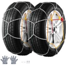 Set di Catene da Neve 2 Pezzi, Catene da Pneumatico Antiscivolo in Acciaio Legato al Manganese per Veicoli Guida Sicura, Accessori di Emergenza per