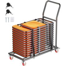 Mophorn - Support de chaise pliant, capacité de 300 lb, chariot de chaise en forme de l pour 25 chaises, chariot de rangement en métal robuste avec