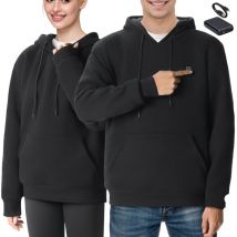 Sweat à capuche chauffant, sweat-shirt électrique unisexe 7,4 v avec 5 zones de chauffage, pull d'extérieur léger et chaud pour hommes et femmes,