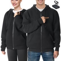 Sweat à capuche chauffant, sweat-shirt électrique unisexe 7,4 v avec batterie, 5 zones de chauffage, veste zippée pour homme et femme, pull