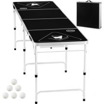 Table de Bière-Pong portable de 8 pieds, design pliable avec poignées de transport, 6 balles de pong, hauteur réglable, légère pour les fêtes, les
