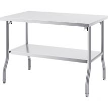 Mophorn - Table de préparation commerciale pliante , 48 x 30 pouces. Poste de travail commercial avec étagère inférieure. Table pliante en acier