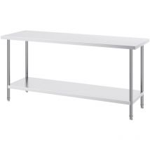 Mophorn - Table de Préparation en Acier Inoxydable 24 x 72 x 34 Pouces, Table de Travail Robuste avec 3 Niveaux de Hauteur Réglables, Poste de