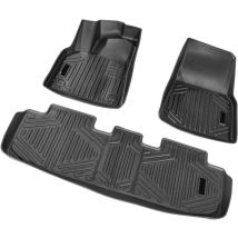 Mophorn - Tapis de sol pour automobile, adaptés au modèle Tesla y 2021-2024, 3 pièces de doublures avant et 2e rangée, tapis de sol pour véhicule en