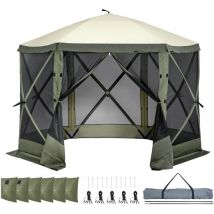 Mophorn - Tente de tonnelle pop-up, abri solaire à 6 côtés avec 6 panneaux d'intimité amovibles et fenêtres en maille, tente moustiquaire à montage