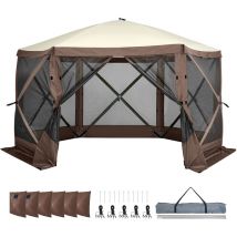 Mophorn - Tente tonnelle escamotable, abri solaire à 6 côtés avec panneaux d'intimité amovibles et fenêtres en maille, tente moustiquaire à