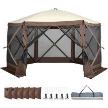 Mophorn - Tente tonnelle escamotable, abri solaire à 6 côtés avec panneaux d'intimité amovibles et fenêtres en maille, tente moustiquaire à
