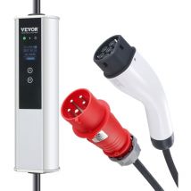 Mophorn Tragbares EV-Ladegerät Typ 2, 32 A 7,36 kW/22 kW, Ladegerät für Elektrofahrzeuge mit 7,5 m Kabel, CEE 32-Stecker, LCD, Heimladestation mit