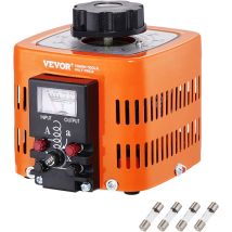 Vevor Transformateur de tension variable automatique 500 va, 1,7 a, entree 230V, sortie 0-300V, regulateur de tension ac 4 fusibles, interrupteur de